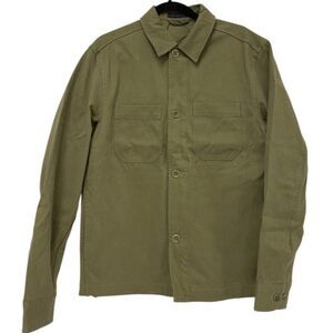 Zara Mens Overshirt Jacket Medium M Military Green Regular Fit Long Sleeve NWOT